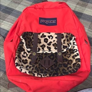 Knapsack red and cheeta  print